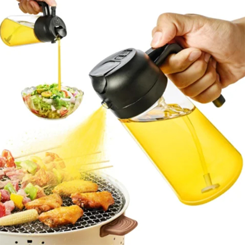 2 in 1 Oil Dispenser and Oil Sprayer, 2 in 1 Glass Oil Spray Dispenser, Glass Oil Dispenser