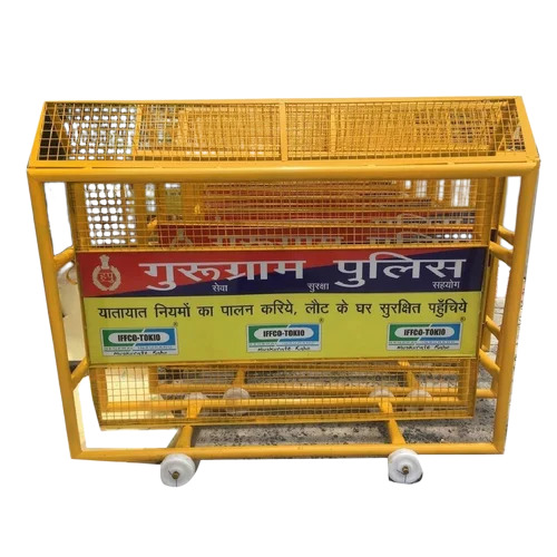 Yellow Mild Steel Police Barricade Stand - Feature: Good Quality