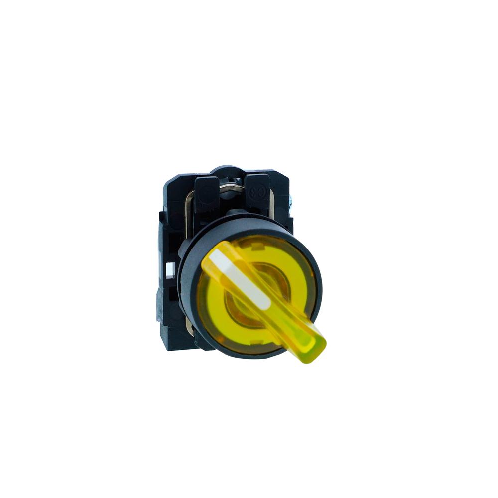 Xb5ak125b1n-ill Selector Switch, Harmony Xb5n Xb7n, Plastic, Yellow, 22mm, Short Handle, 2 Position, Stay Put, 24v Ac Dc, 1 No - Color: Yellow