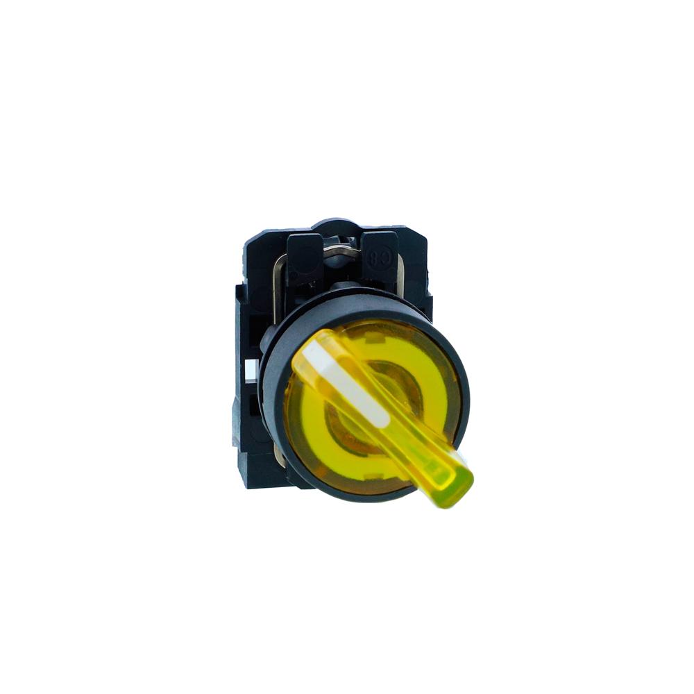 Xb5ak126m1n-ill Selector Switch, Harmony Xb5n Xb7n, Plastic, Green, 22mm, Short Handle, 2 Position, Stay Put, 230v Ac, 1 No - Color: Yello