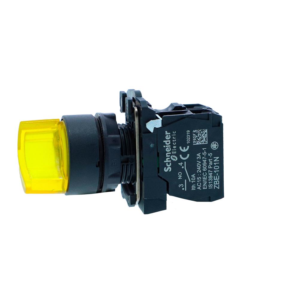 Xb5ak126m1n-ill Selector Switch, Harmony Xb5n Xb7n, Plastic, Green, 22mm, Short Handle, 2 Position, Stay Put, 230v Ac, 1 No - Color: Yello