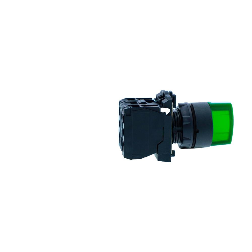 Xb5ak153b3n-ill Selector Switch, Harmony Xb5n Xb7n, Plastic, Green, 22mm, Short Handle, 3 Pos, Spring Return Middle, 24v Ac Dc, 2 No - Color: Green