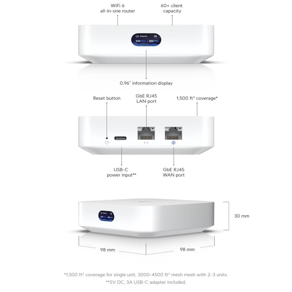 Ubiquiti UX - UniFi Express UniFi Cloud Gateway and WiFi 6 access point