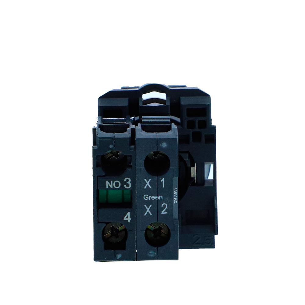 Xb5aw33g1n-illuminated Pushbutton, Harmony Xb5n Xb7n, Plastic, Flush, Green, 22mm, Spring Return, 110v Ac, 1 No - Color: Green