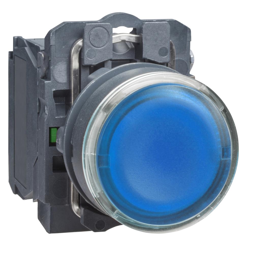 Xb5aw36b1n-illuminated Pushbutton, Harmony Xb5n Xb7n, Plastic, Flush, Blue, 22mm, Spring Return, 24v Ac Dc, 1 No - Color: Blue