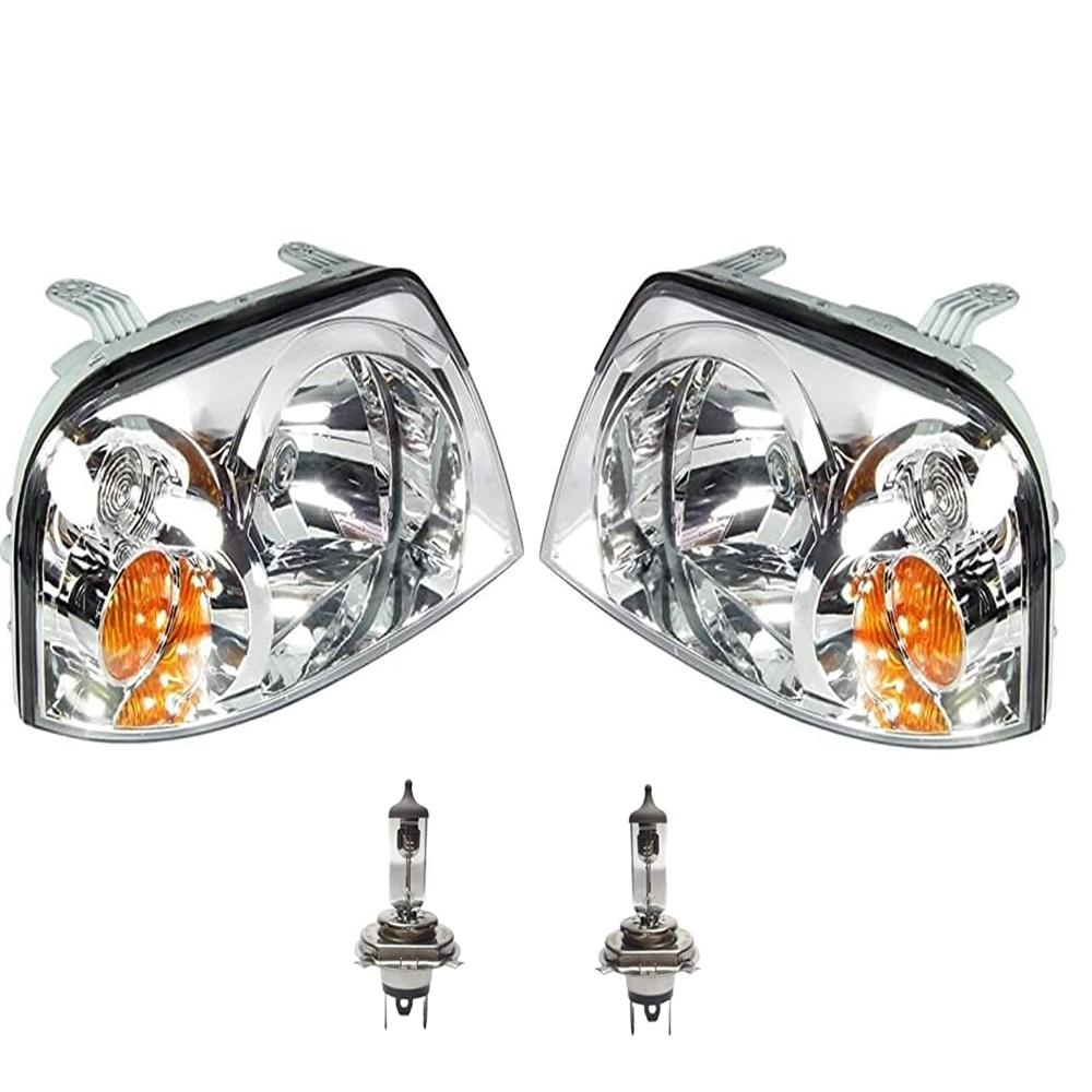 K D Headlight Assembly For Hyundai Santro Xing With Bulb (2003-2014) ( Without Adjustable Motor) - Body Material: Plastic