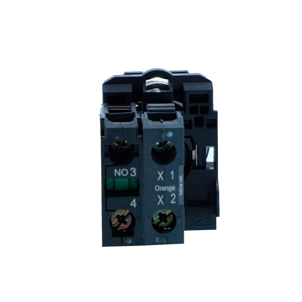 Xb5aw38b1n-illuminated Pushbutton, Harmony Xb5n Xb7n, Plastic, Flush, Amber, 22mm, Spring Return, 24v Ac Dc, 1 No - Color: Amber