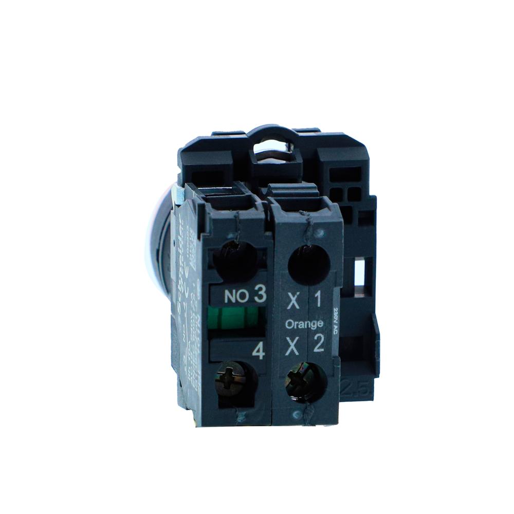 Xb5aw38m1n-illuminated Pushbutton, Harmony Xb5n Xb7n, Plastic, Flush, Amber, 22mm, Spring Return, 230v Ac, 1 No - Color: Amber