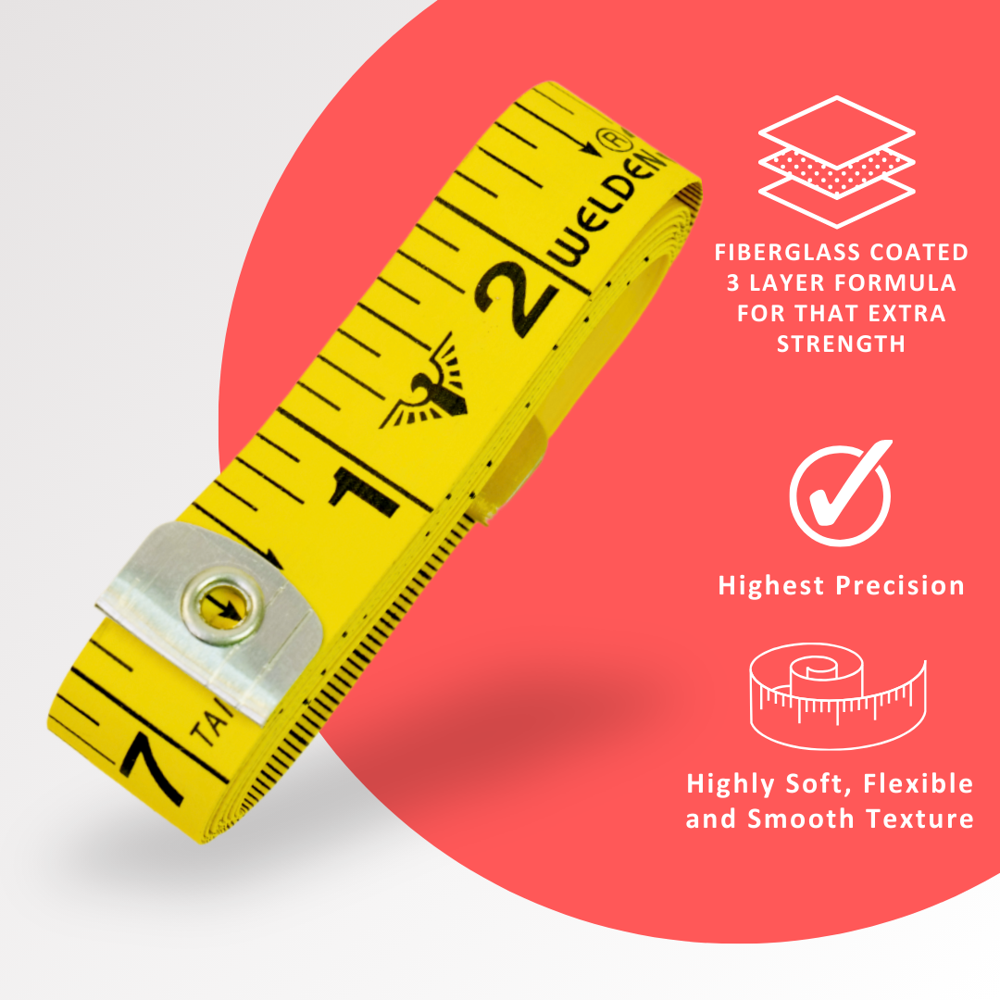 Welden Inch Tape, Tailor Measuring Tape, Fiberglass Tape Measure for Sewing and Body Measurement 1545