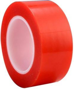 Double Sided Red Liner Polyester Tape - Material: Plastic