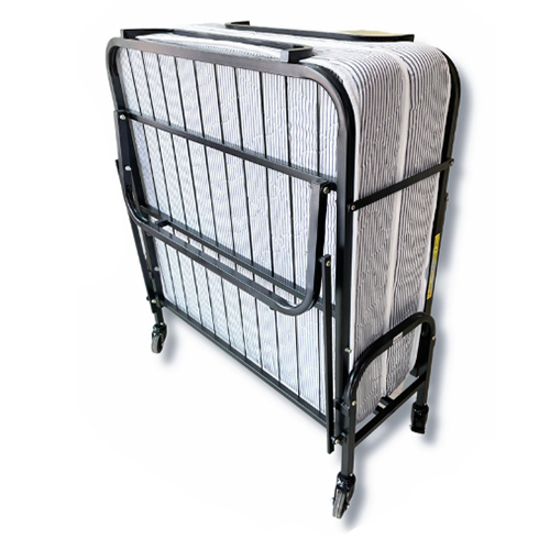 Rollaway Metal Folding Single Bed - Color: Black