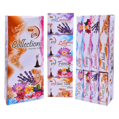Cone Collection White Mix In 1dz-  Lily, Lavender, Sweet Musk, Fancy - Burning Time: 30 Minutes