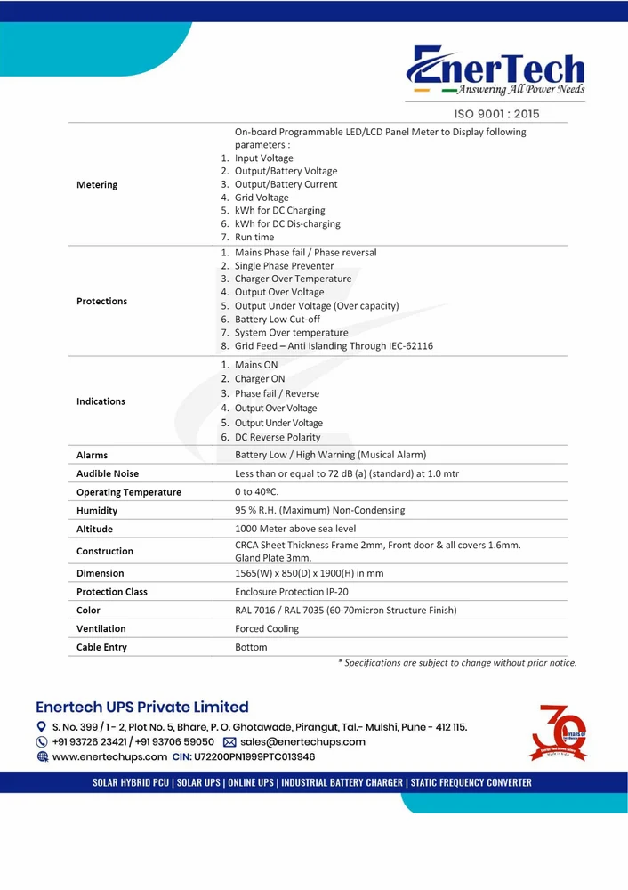 EnerTech 48V 30A Battery Charger Cum Discharger
