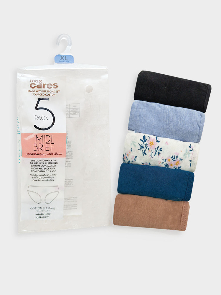 Ladies 5 Pack Stretch Midi Briefs - Feature: Best Quality