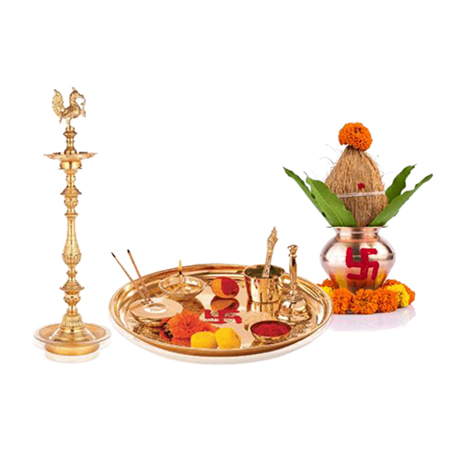 Indian Puja Thali Set - Color: Golden