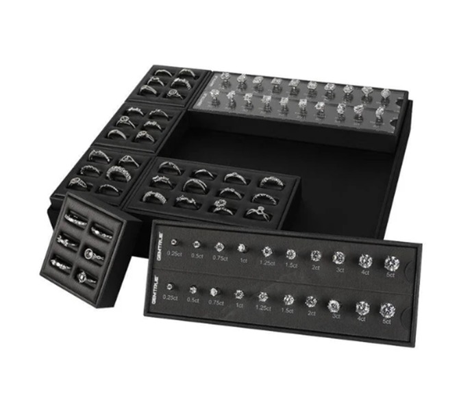 Magnetic Diamond Ring Selector & Display Set - Color: Black