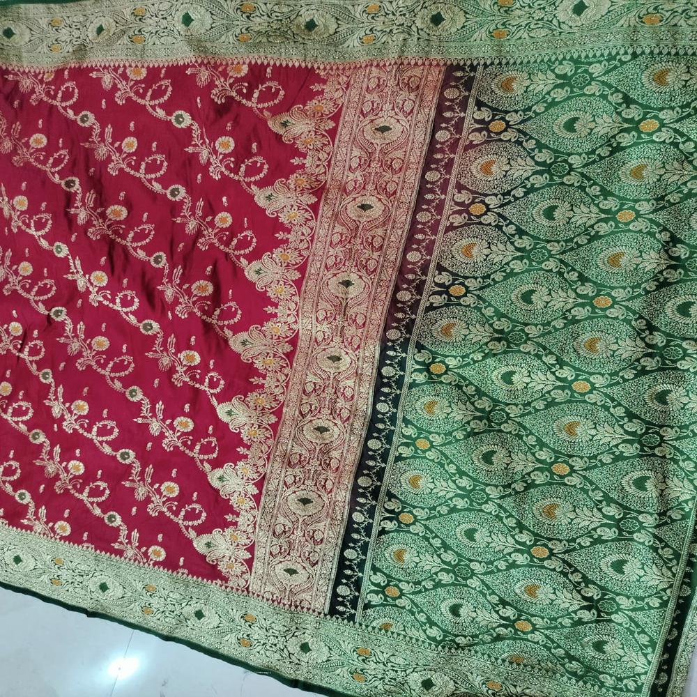 Banarasi Silk katan saree meena kari full saree jungla design