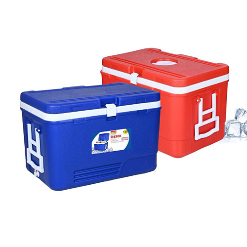 Plastic Ice Box With Vent Lid - Color: Blue And Red