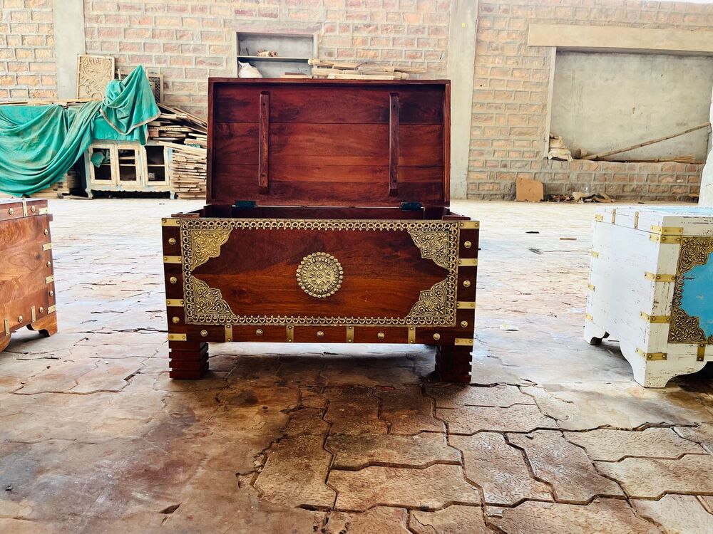 Wooden And Brass Trunk