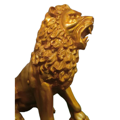 Fiber Lion Golden Statue  Animal Statue