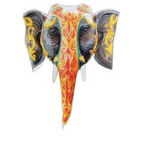 Elephant Face Fiber Hanging Wall Piece - Color: Multi Colour
