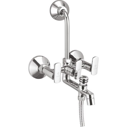 Mi-1636P 3 In 1 Wall Mixer With Bend - Color: Silver