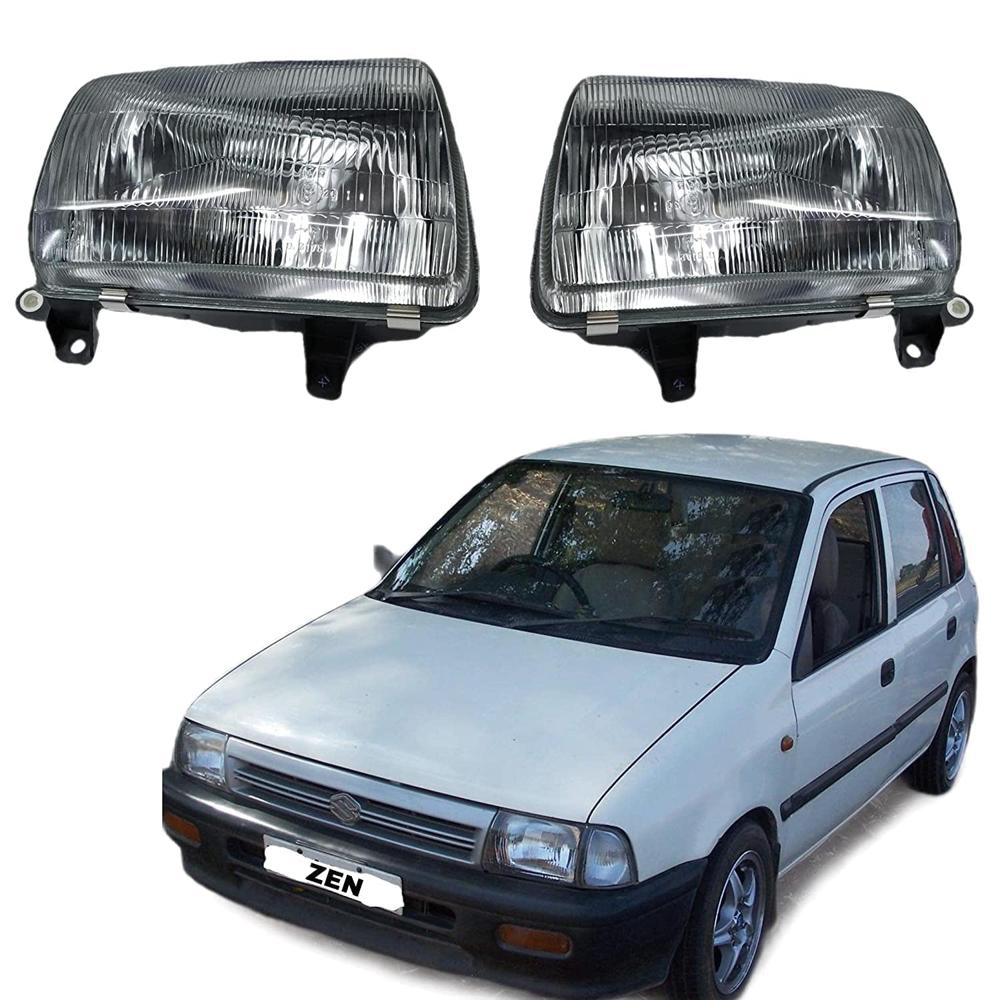 K D Headlight Assembly For Maruti Suzuki Zen 1996-2002 ( Without Adjustable Motor) - Body Material: Plastic
