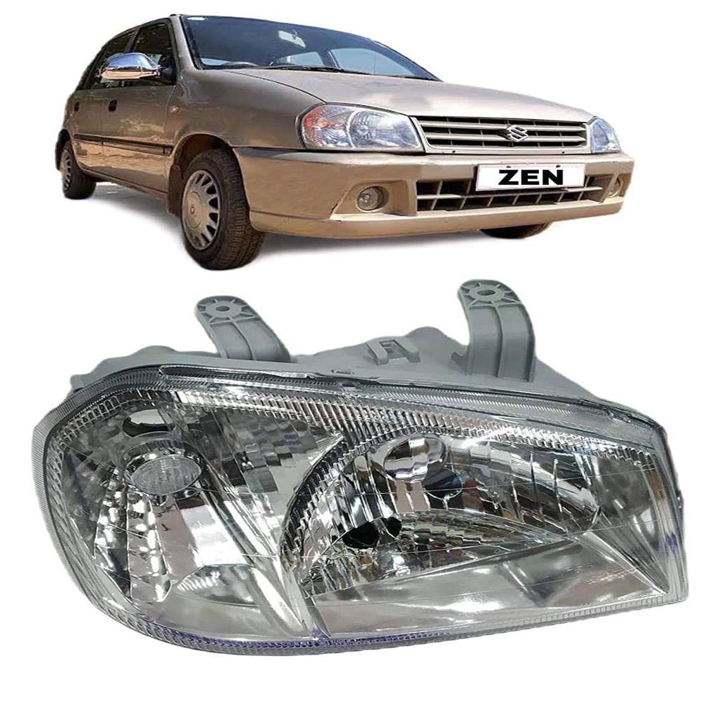 K D Headlight Assembly For Maruti Suzuki Zen Without Motor 2003-2006 ( Without Adjustable Motor) - Body Material: Plastic