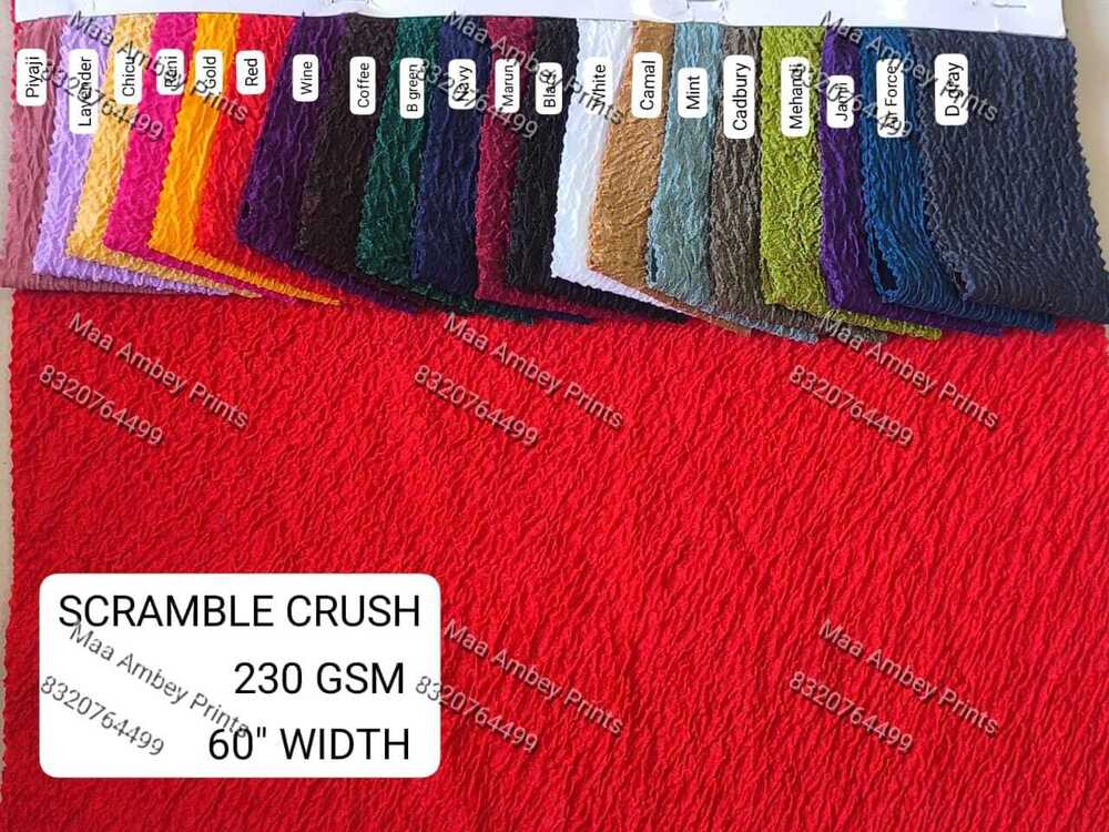 Scrumble Crush Foil Print Polyester Lycra Fabric - GSM 220 - Blouse Fabric