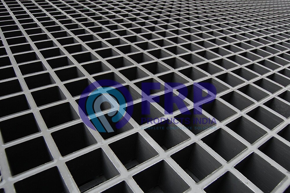 Frp Moulded Grating - Moulded Frp, Thickness: 25mm/30mm/38mm, Mesh Size: 38mm X 38mm, Colors: Green/yellow/grey, Surface: Concave/grit Top/smooth
