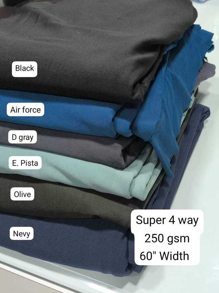 SUPER 4 WAY Polyester Lycra Fabric - GSM 250 - T Shirt, Ladies Top And Fancy Wear Fabrics