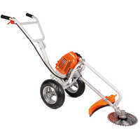Neptune Trolley Brush Cutter Grass Trimmer, 2 Stroke Advanced Technology 52cc Petrol Engine Grass Trimming Machine With Wheels For We-ed - Color: Orange