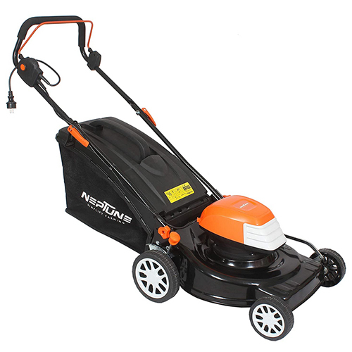 Neptune 1800W Electric Lawn Mower 18 Inch Blade Grass Cutting Machine With 50L Grass Catcher Box - Color: Black