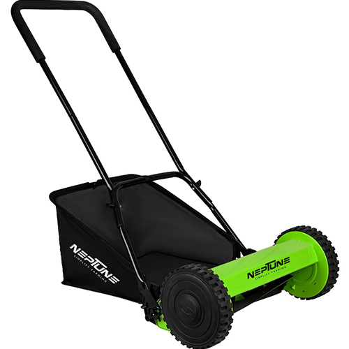 Neptune Lawn Mower 165-Blade Reel Manual Lawn Mower Adjustable Cutting Handle Height Push Reel Lawn Mower - Color: Black