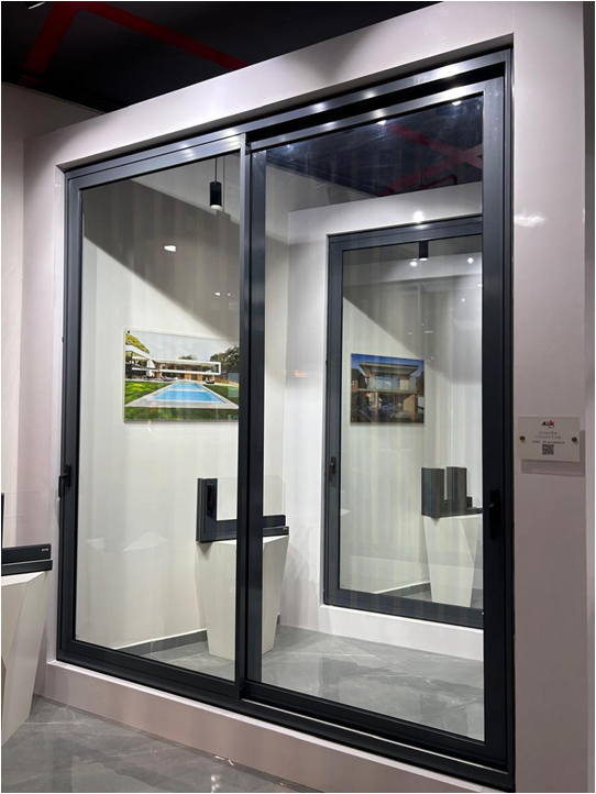Sliding Door Aluminium Window - Color: Black