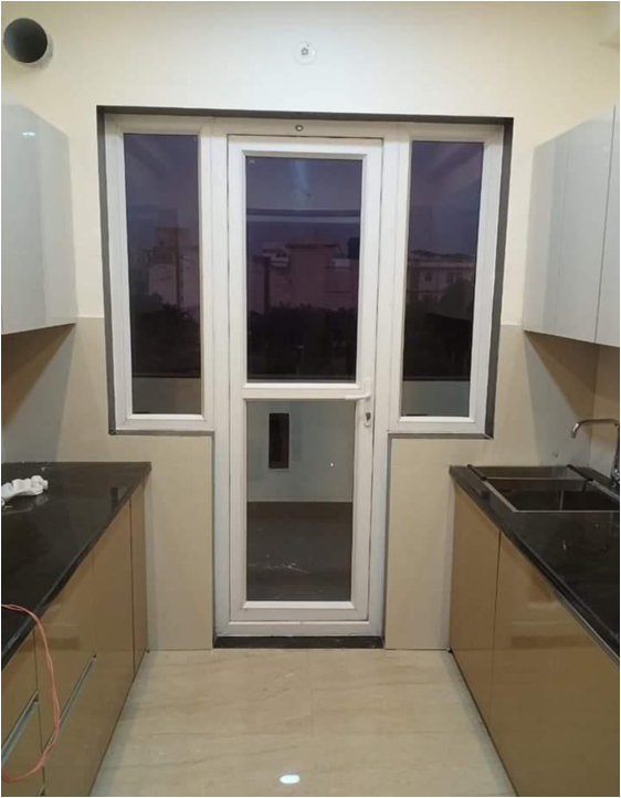 Upvc Side Fixed With Openable Door - Color: White