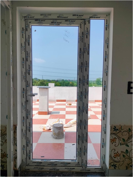 Upvc Casement Door With Fixed Panel - Color: White