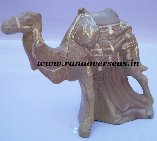 Grey Aluminium Metal Engraved Standing Camel In 6 X 6 Inch.