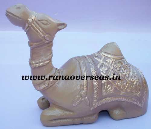 Brown Aluminium Metal Engraved Sitting Camel In 6 X 5 Inch