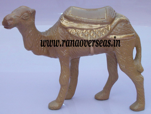 Golden Aluminium Metal Engraved Standing Camel In 5 X 5 Inch