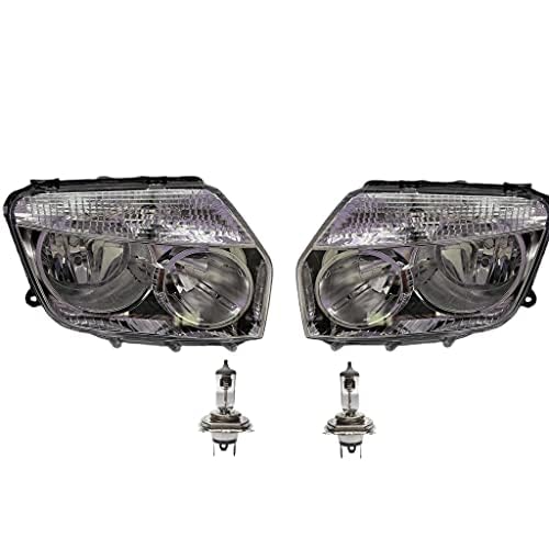 K D Headlight Assembly For Duster Chrome 110 (Without Adjustable Motor) 2012-2015 Big Bracket Type 2 - Body Material: Plastic