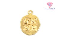 Minimalistic Brass With Gold Plated Bird Engraved Design Coin Charm Pendant