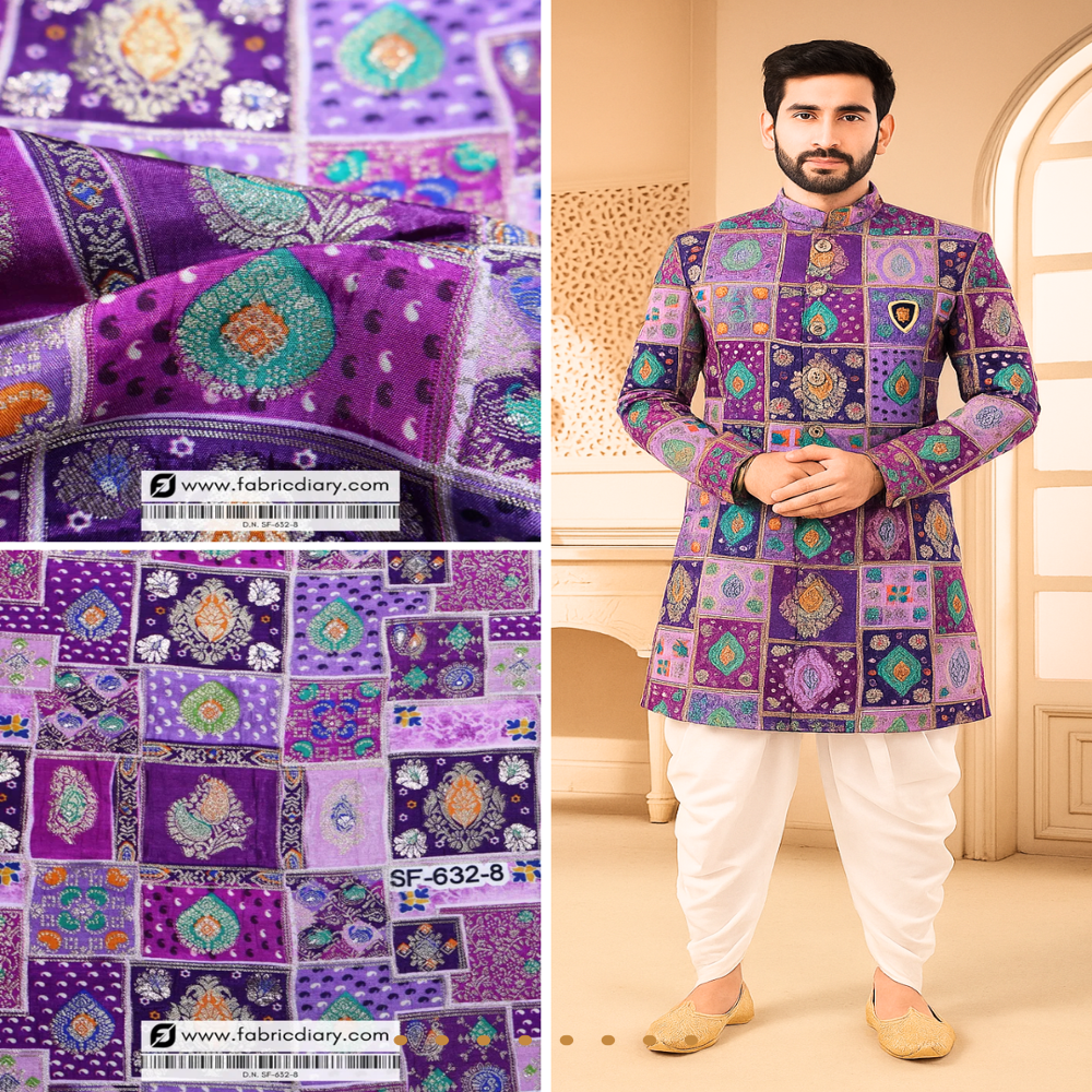 Deep Purple Position Print Jacquard Fabric