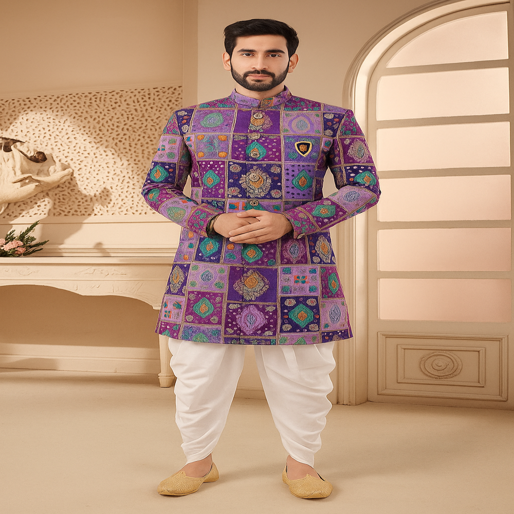 Deep Purple Position Print Jacquard Fabric