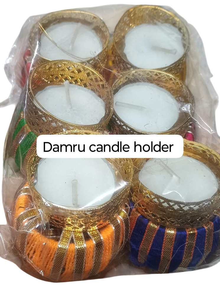 Damru Candle Holder - Color: Golden