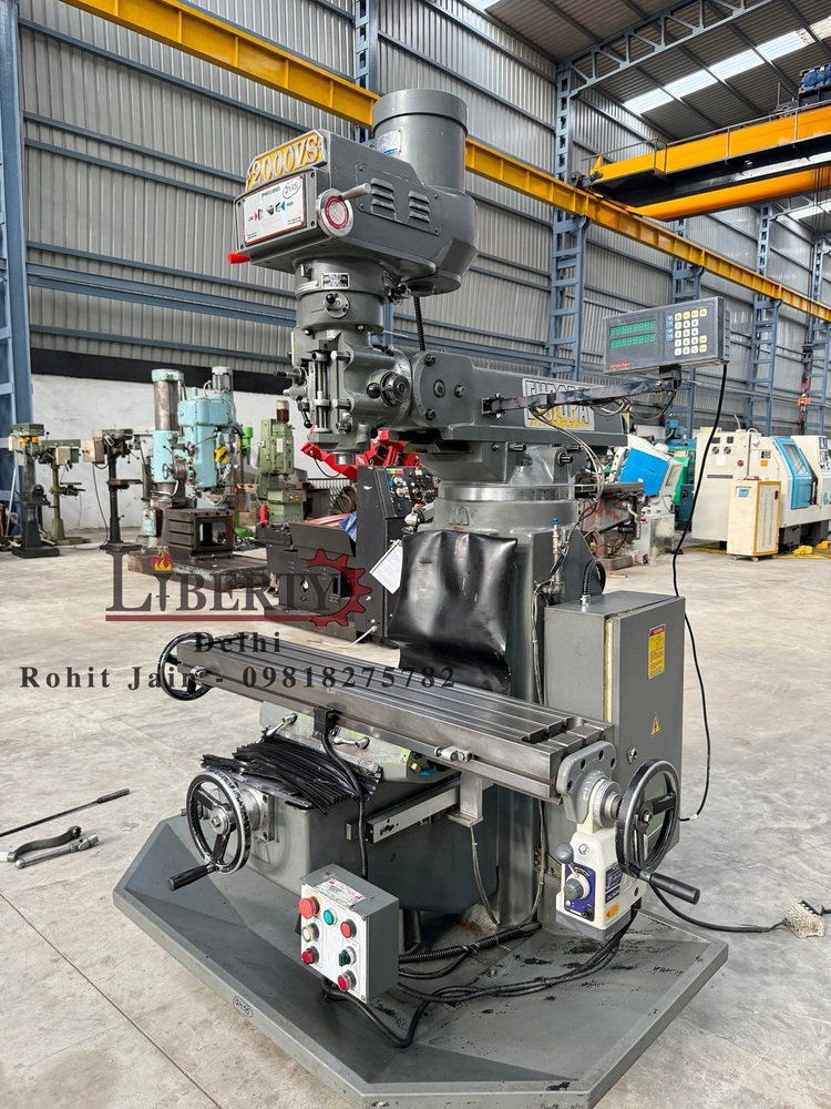 Europa 2000VS Vertical Turret Milling Machine - Table Size 1245 mm x 230 mm, Longitudinal Travel 760 mm, 2-Axis DRO, Automatic Feed & Rapid Movement