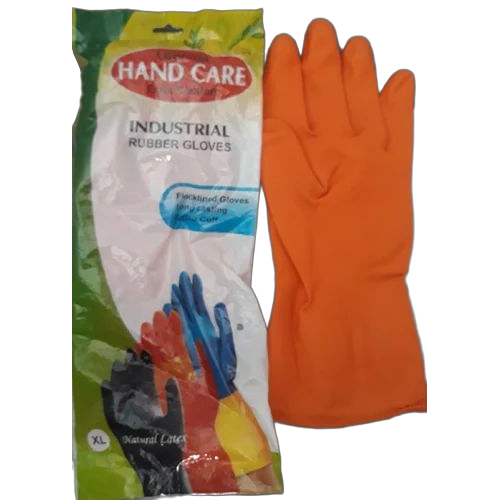 Industrial Rubber Hand Gloves - Rubber, 14-Inch Cuff, Orange | Washable, Waterproof, Unisex, Designed for Industrial Use