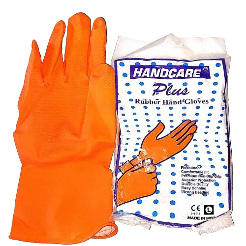 Household Rubber Hand Gloves - Color: Orange
