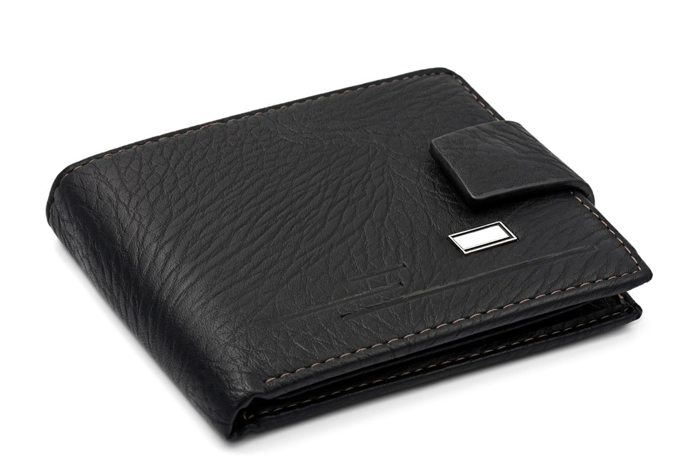 Men'S Genuine Leather Purse - Color: Black