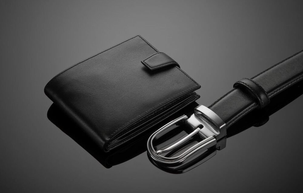 Mens Wallet And Belt Set - Color: Black